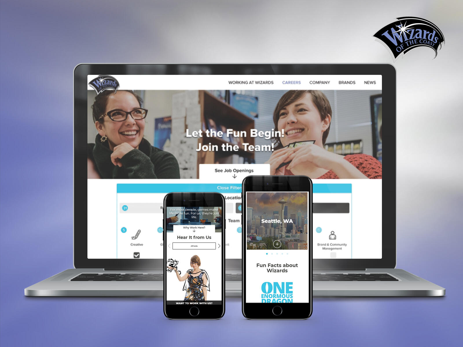 Site web conçu pour la marque Wizards of the Coast